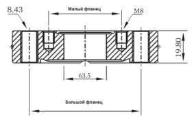 ������ ���������� � CF100 (CF6'') ��� ������ �� CF63 (CF4,5'') � �������, �����c��� 2,5 �����, ����������� ����� 304L